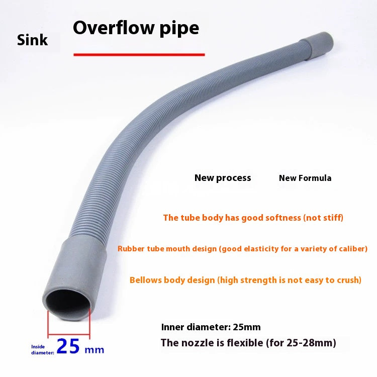 New thickened sink overflow pipe 25mm diameter kitchen drain tee overflow outlet accessories extension pipe for 10 years Changshu Mocheng Yongliu Plastic Products Store