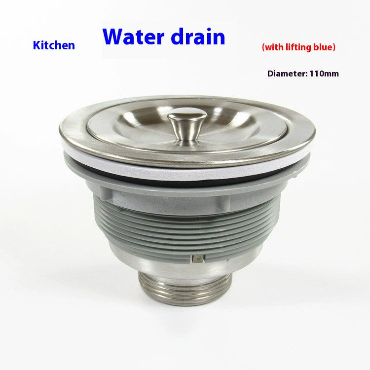 Kitchen sink 110 stainless steel drainer with blue lift height 48 thread laundry ceramic basin 304 old accessories Changshu Mocheng Yongliu Plastic Products Store