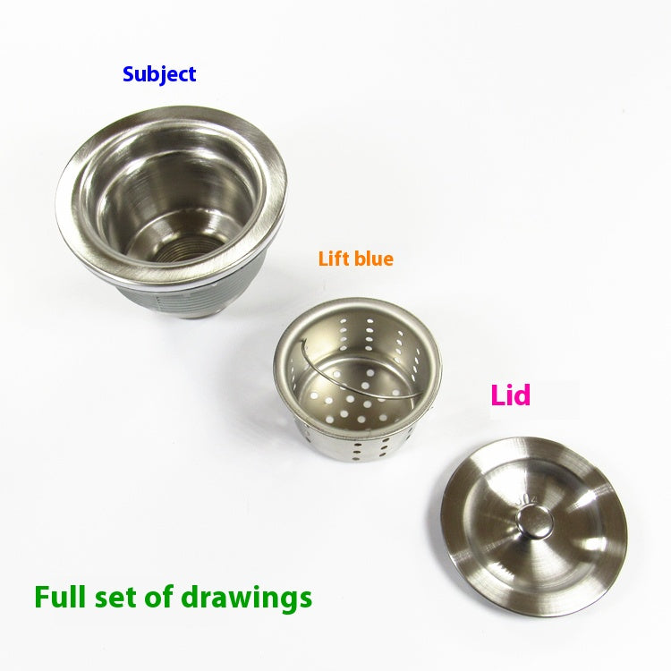 Kitchen sink 110 stainless steel drainer with blue lift height 48 thread laundry ceramic basin 304 old accessories Changshu Mocheng Yongliu Plastic Products Store