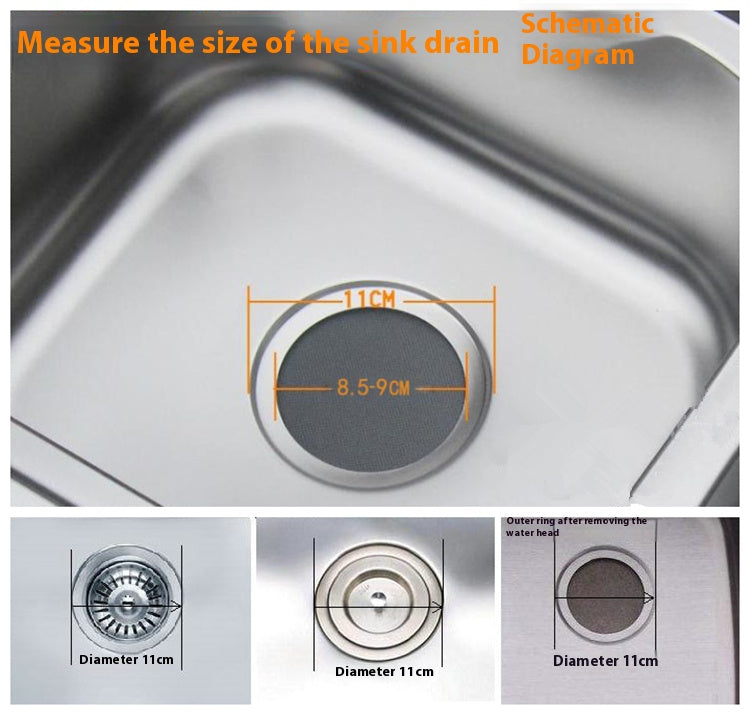 Kitchen sink 110 stainless steel drainer with blue lift height 48 thread laundry ceramic basin 304 old accessories Changshu Mocheng Yongliu Plastic Products Store