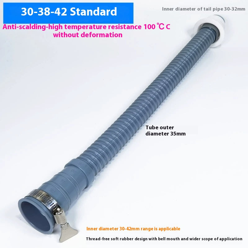 Thickened universal deodorizing drain hose kitchen sink basin vegetable basin mop pool with extended drain pipe-1 Changshu Mocheng Yongliu Plastic Products Store