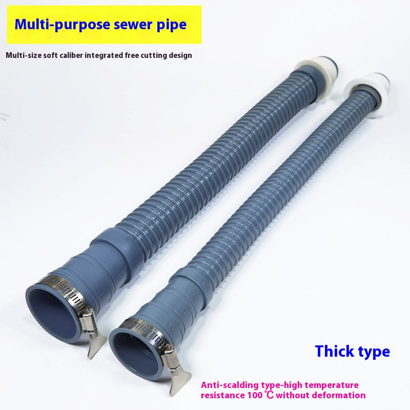 Thickened universal deodorizing drain hose kitchen sink basin vegetable basin mop pool with extended drain pipe-1 Changshu Mocheng Yongliu Plastic Products Store