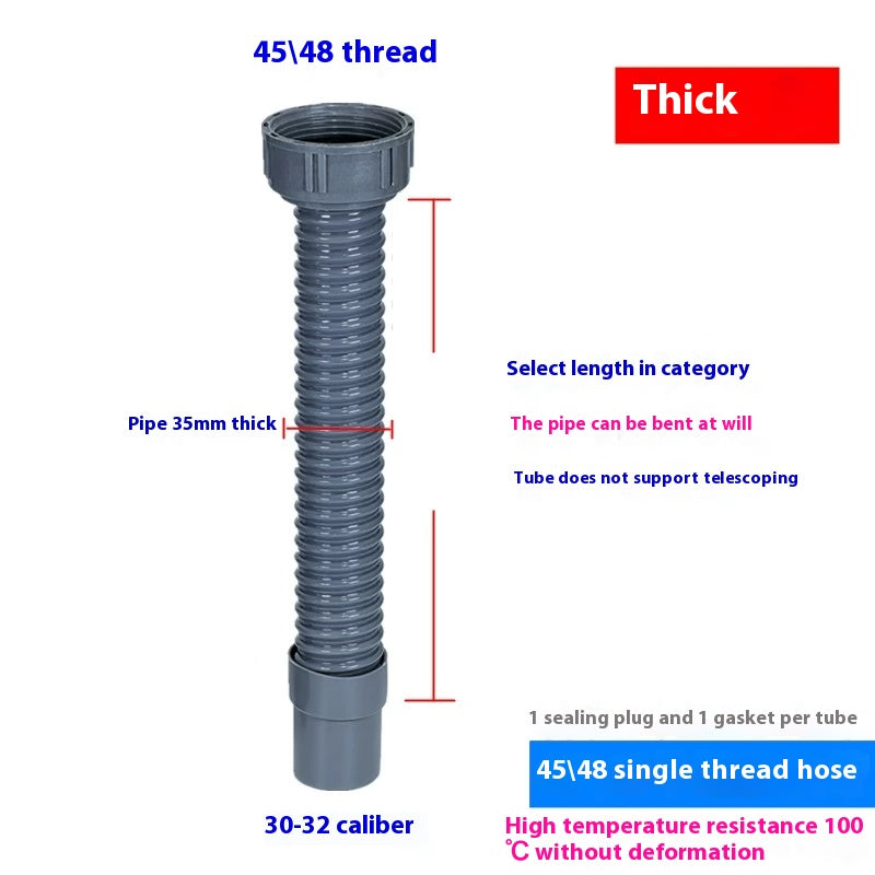 Thickened 56 59mm single thread hose 45 48 single nut double sink kitchen drain pipe high temperature resistant plastic Changshu Mocheng Yongliu Plastic Products Store