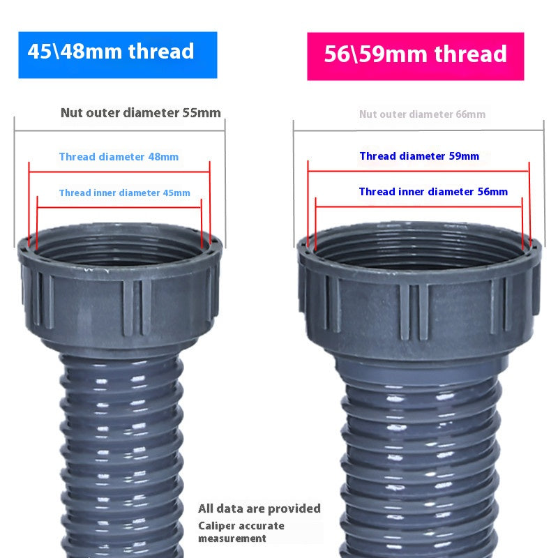 Thickened 56 59mm single thread hose 45 48 single nut double sink kitchen drain pipe high temperature resistant plastic Changshu Mocheng Yongliu Plastic Products Store
