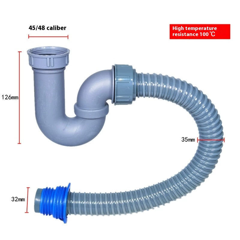 Thickened universal deodorizing drain hose kitchen sink basin vegetable basin mop pool with extended drain pipe-2 Changshu Mocheng Yongliu Plastic Products Store