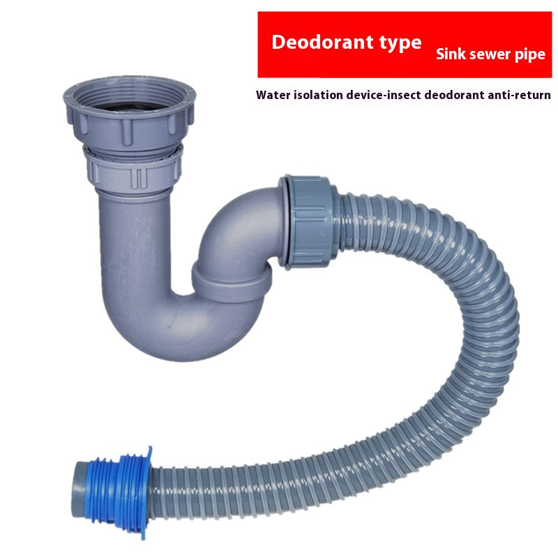 Thickened universal deodorizing drain hose kitchen sink basin vegetable basin mop pool with extended drain pipe-2 Changshu Mocheng Yongliu Plastic Products Store